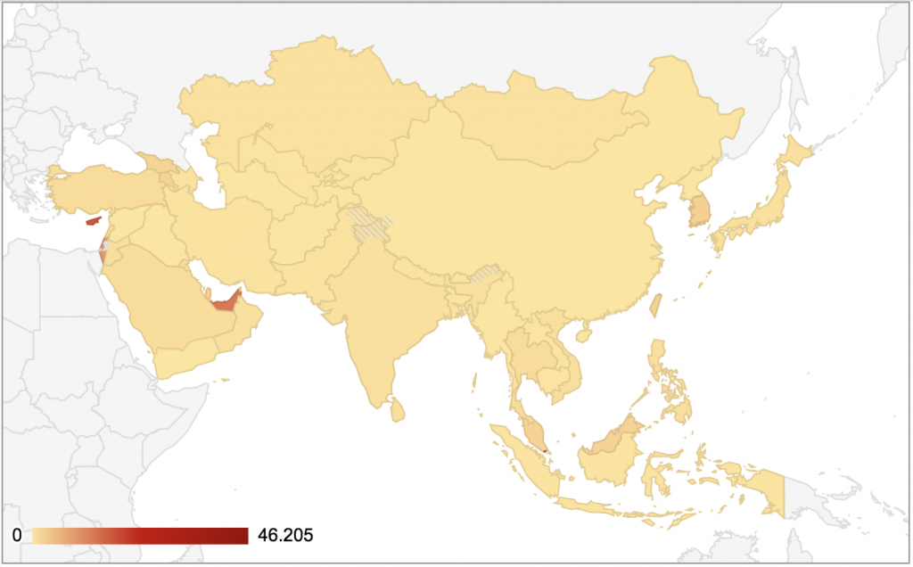 blockchain developers map Asia 2018