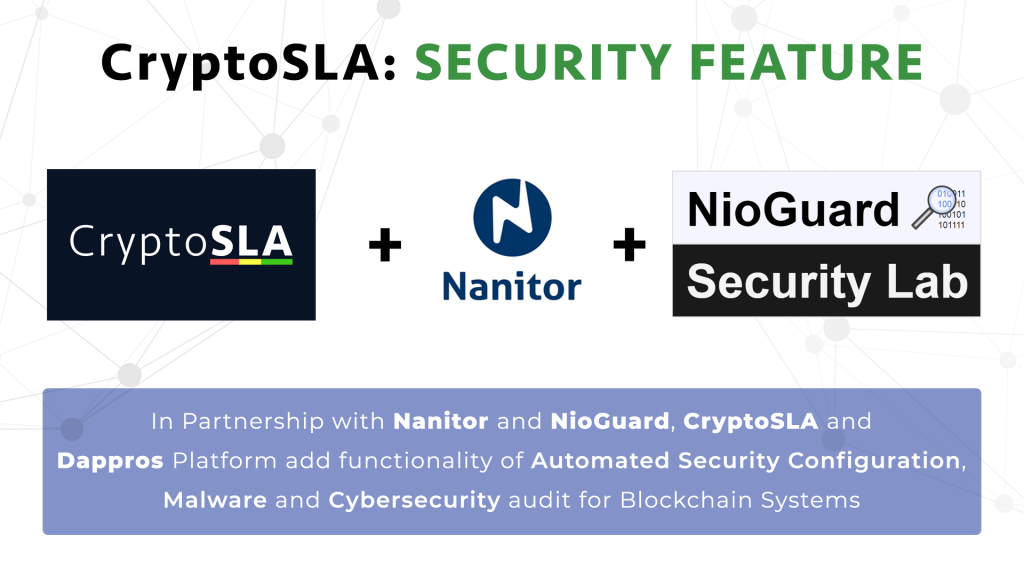 blockchain cyber security - partnership CryptoSLA, Nanitor, NioGuard