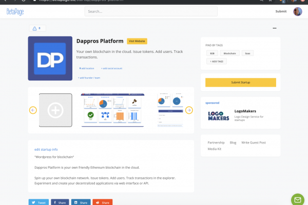 blockchain as a service dappros betapage