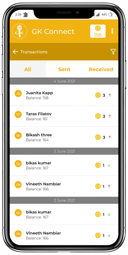 Transaction screen