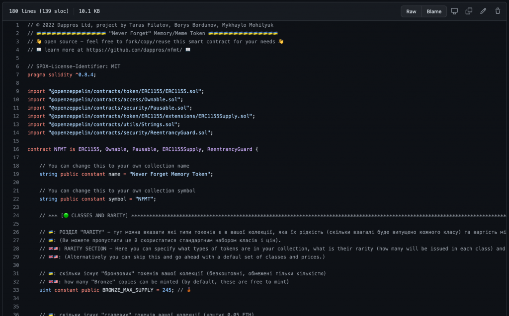NFMT smart contract